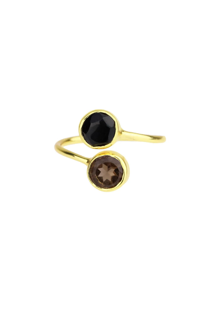 Double Gemstone Ring Black