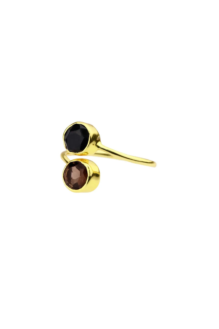 Double Gemstone Ring Black