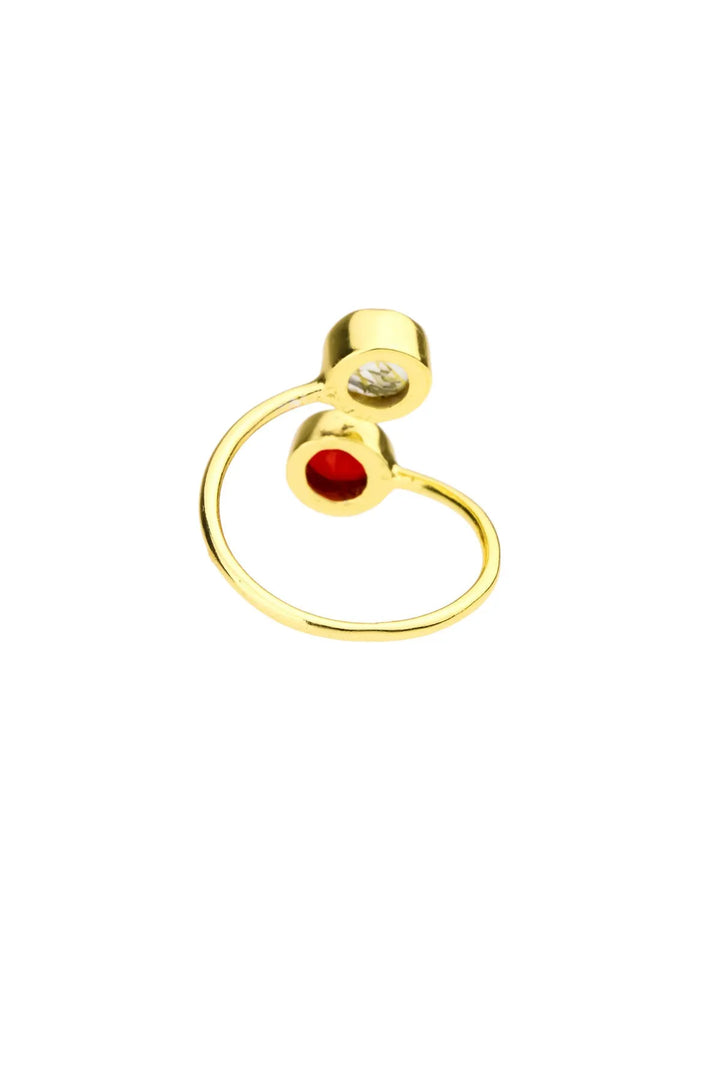 Double Gemstone Ring Red
