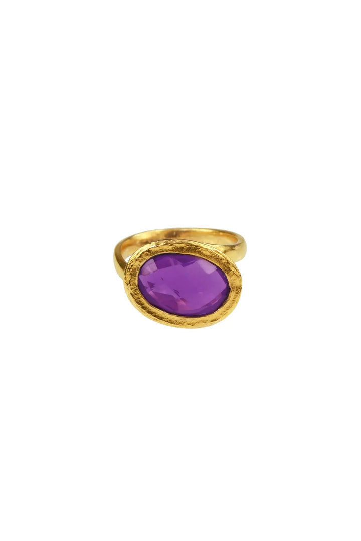 Saachi Amethyst Oval Assymetri Ring Medium Orchid