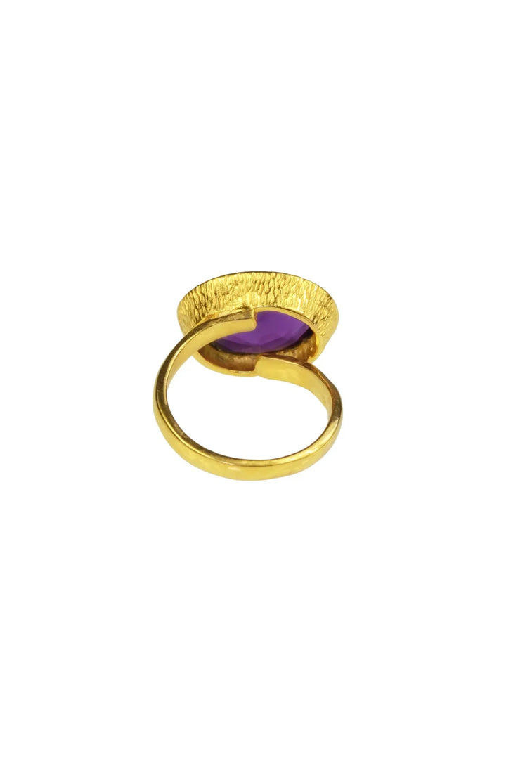 Saachi Amethyst Oval Assymetri Ring Medium Orchid