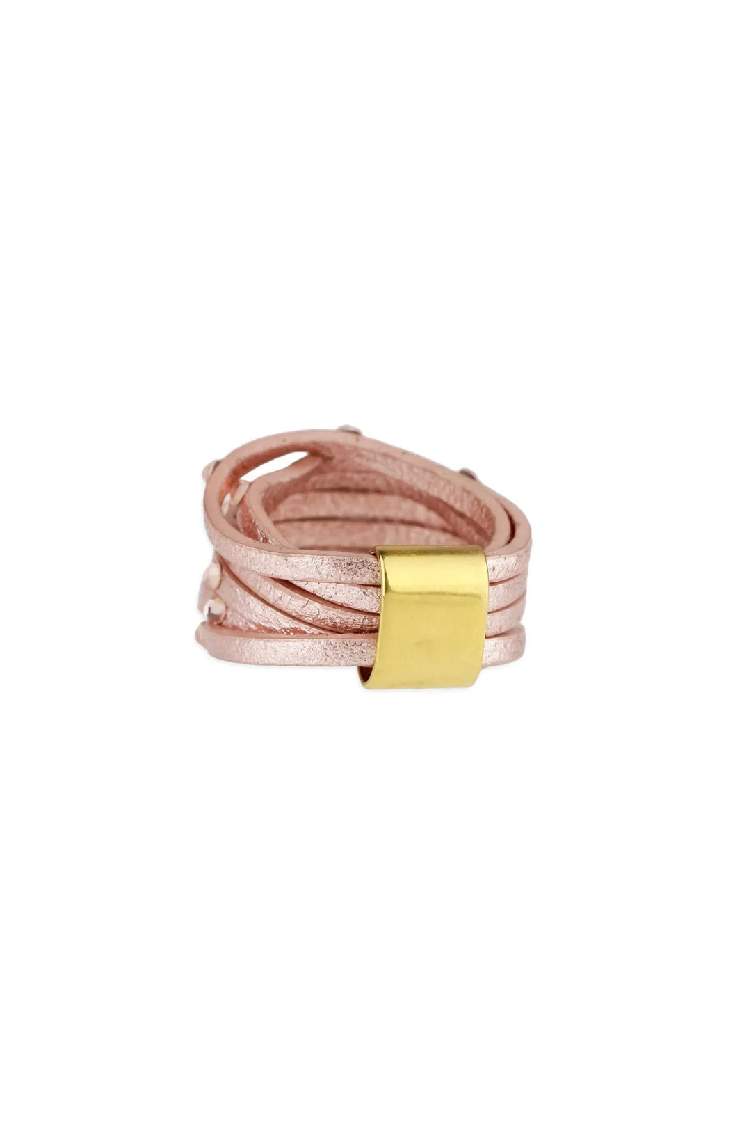 Leather Crystal Ring Misty Rose