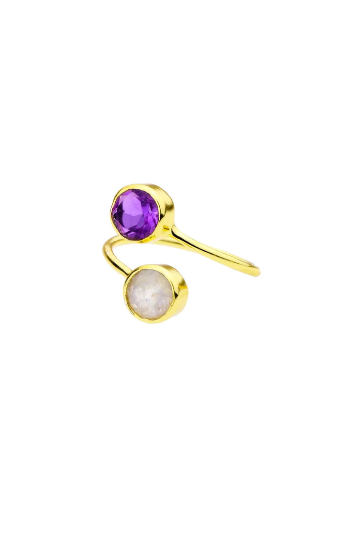 Double Gemstone Ring Blue Violet