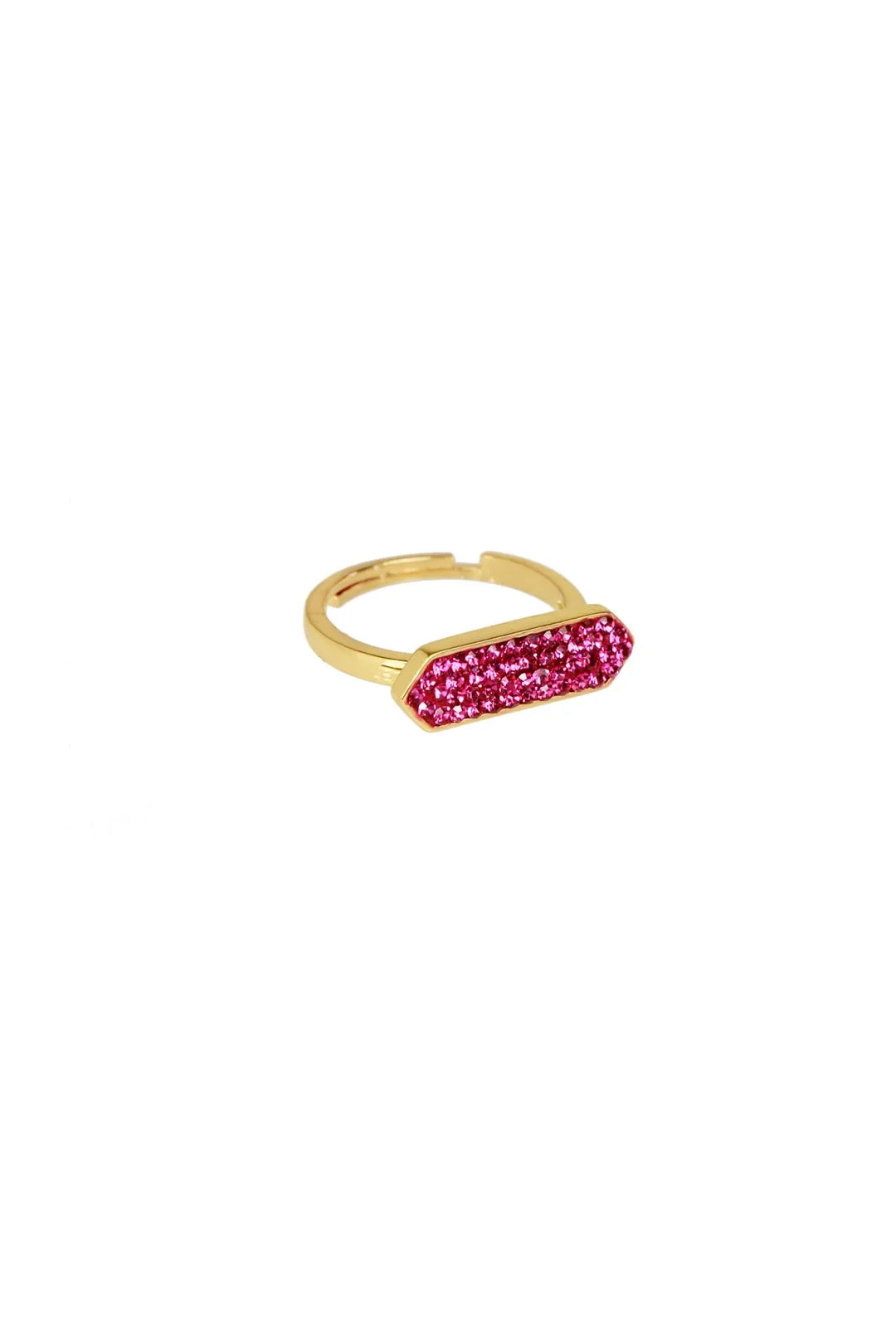 Crystal Bar Gold Plated Ring Medium Violetred