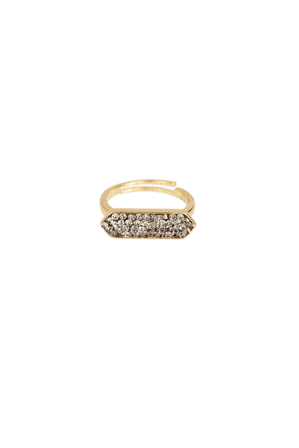 Crystal Bar Gold Plated Ring Gold