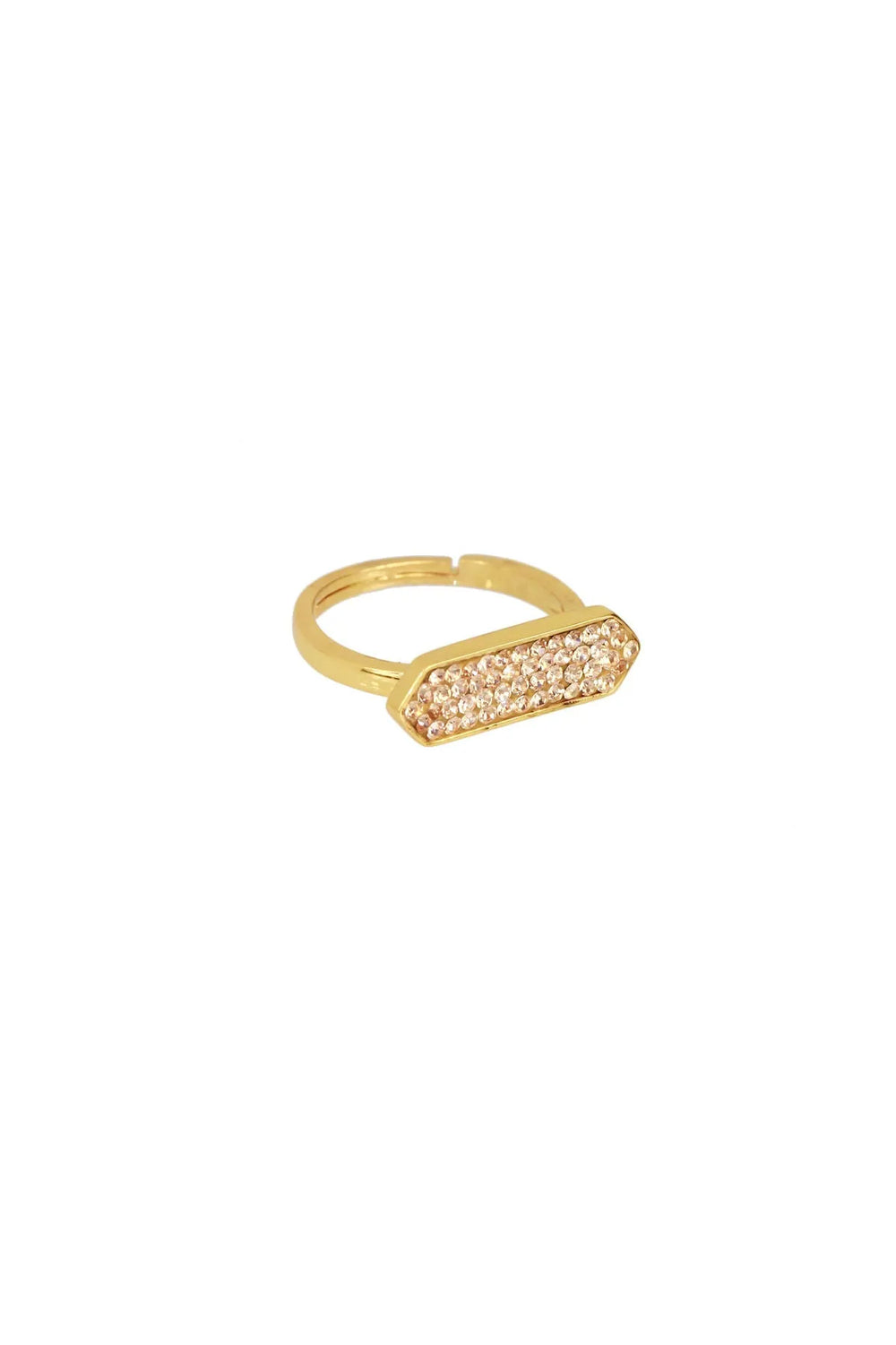 Crystal Bar Gold Plated Ring Gold