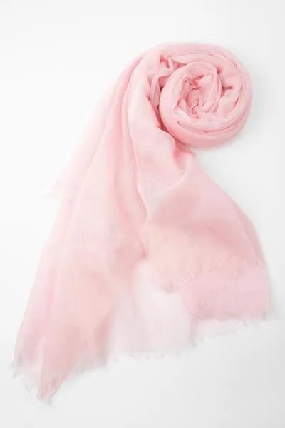 Pink Silk Scarf Dusty Rose Vintage Fringes Women Accessory 
