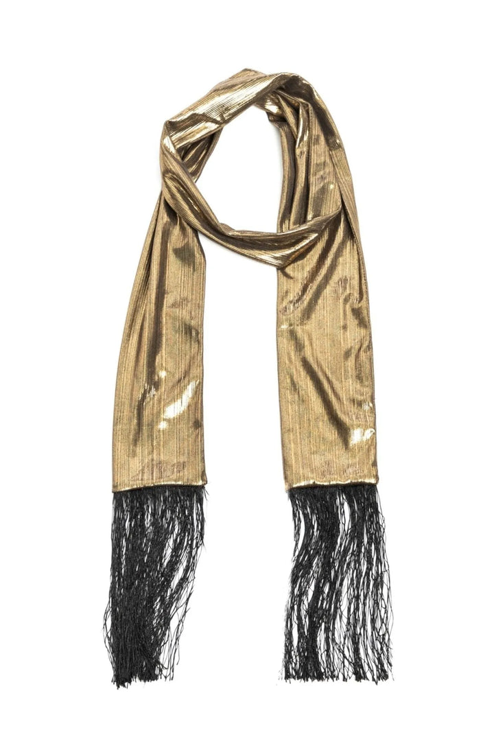 Hand Stitched Skinny Tassels Scarf Tan