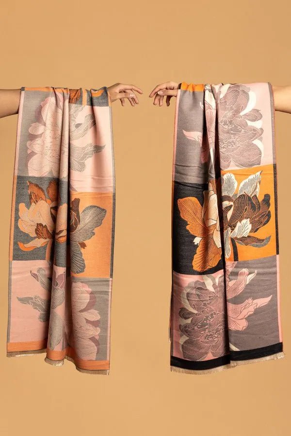 Flower Patch Reversible Scarf Sandy Brown
