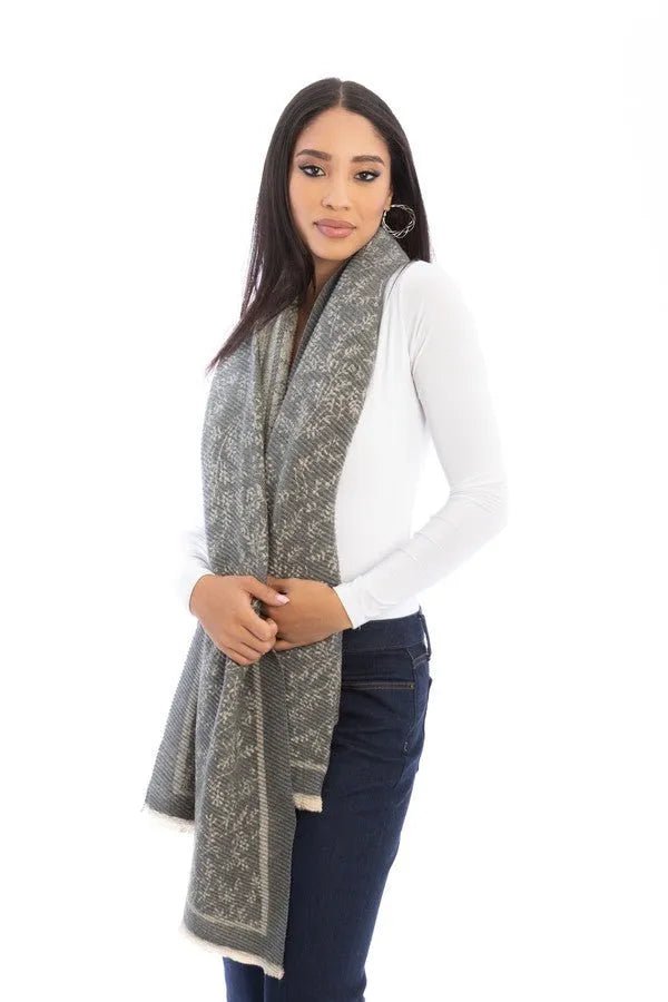 Crinkle Floral Reversible Scarf Slate Gray