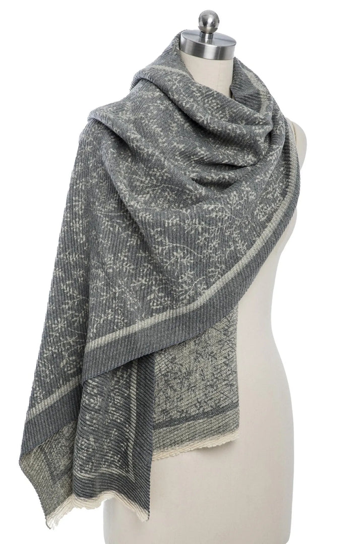 Crinkle Floral Reversible Scarf Slate Gray