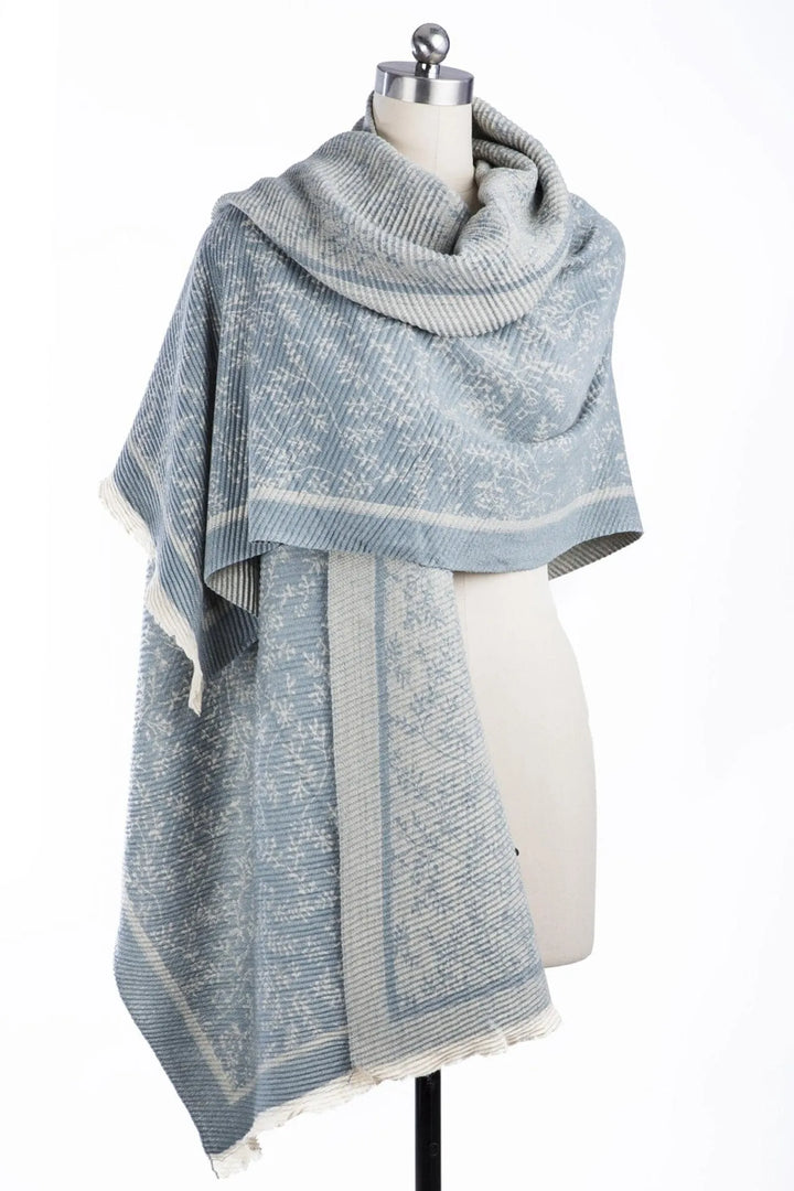 Crinkle Floral Reversible Scarf Grey