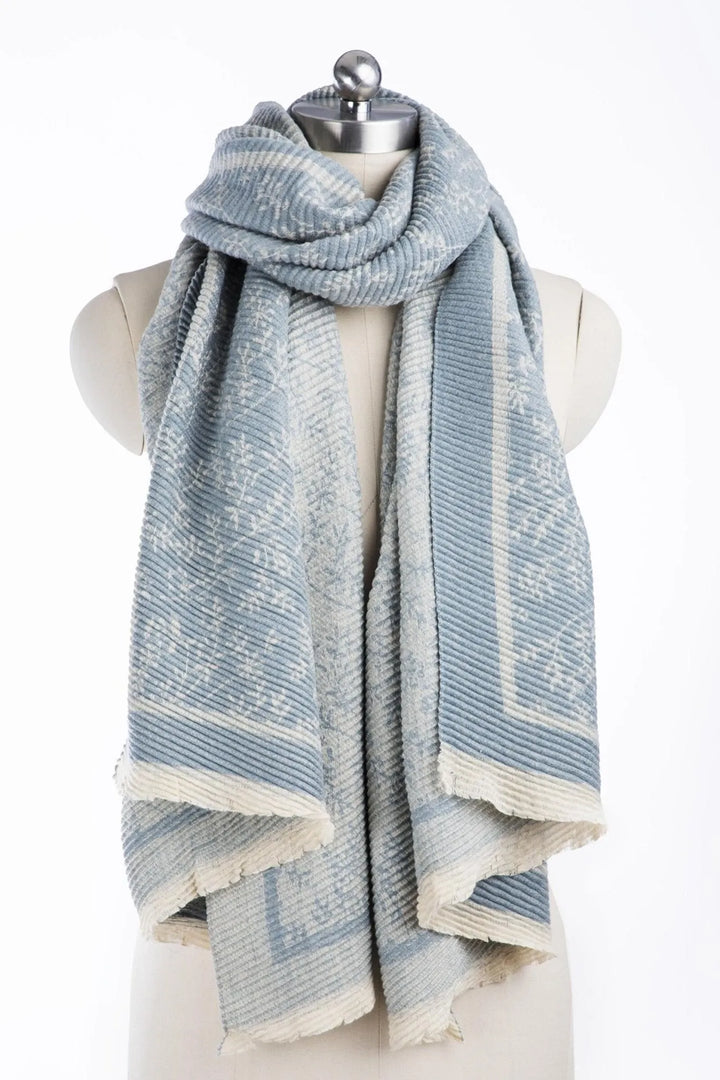 Crinkle Floral Reversible Scarf Grey