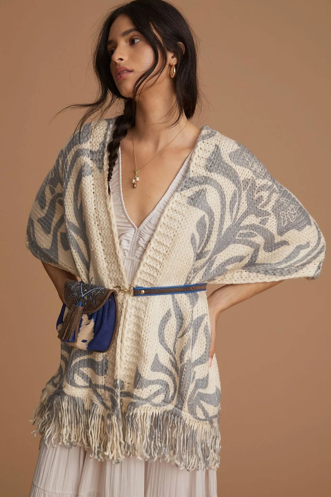 Elora Knit Tassel Kimono Corn Silk