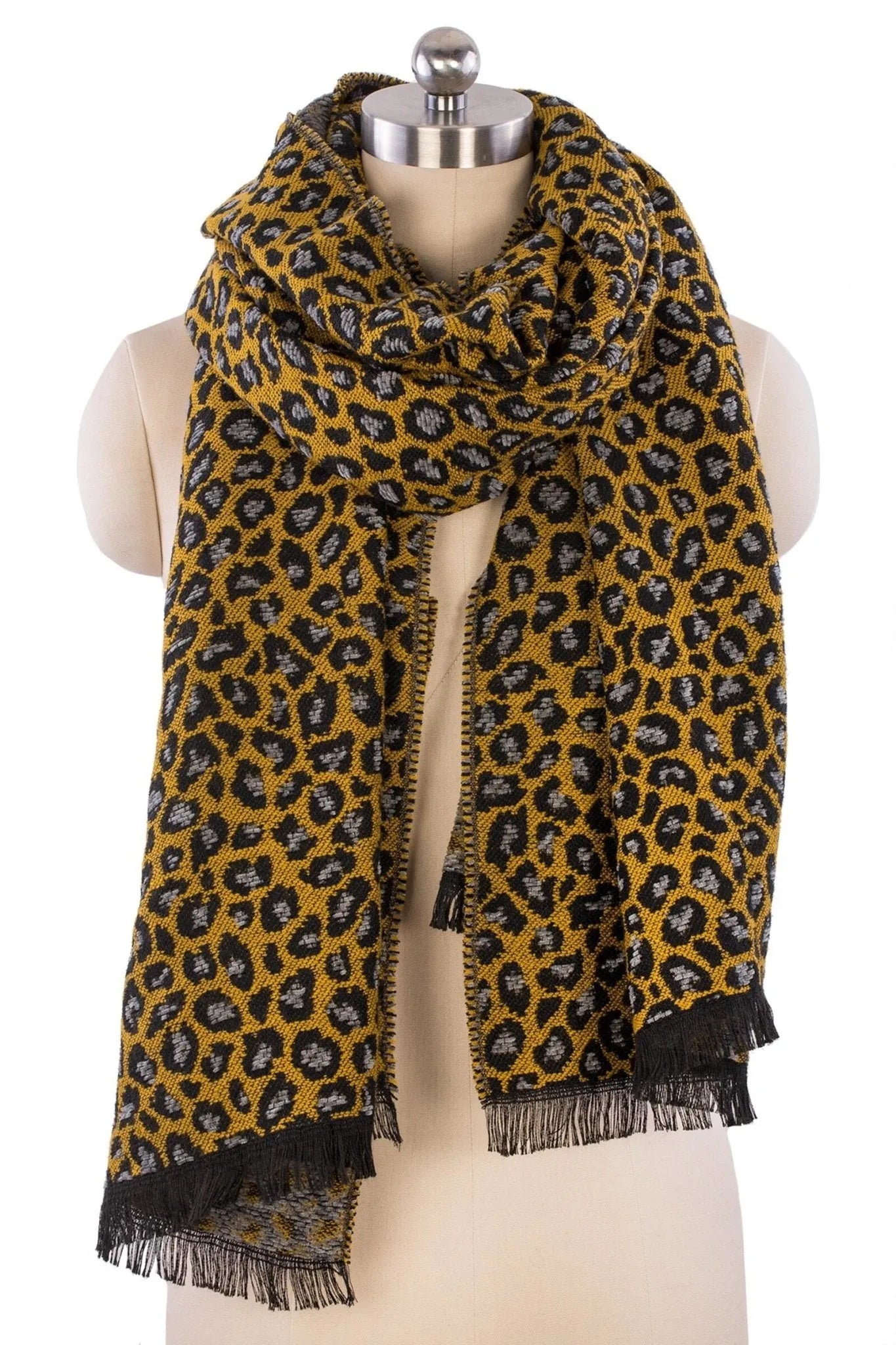 Reversible Leopard Print Scarf Raw Edges