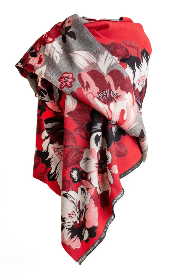 Flower Bloom Reversible Scarf Red