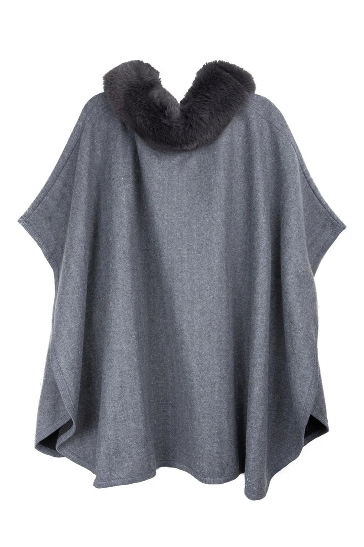 Delilah Faux Fur Pocketed Kimono Dark Gray