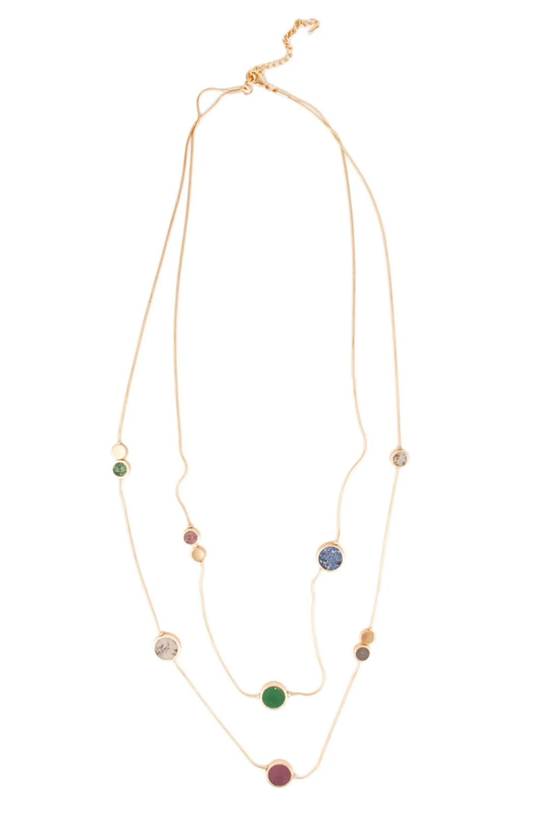 Good Fortune Natural Stone Layered Necklace Gold