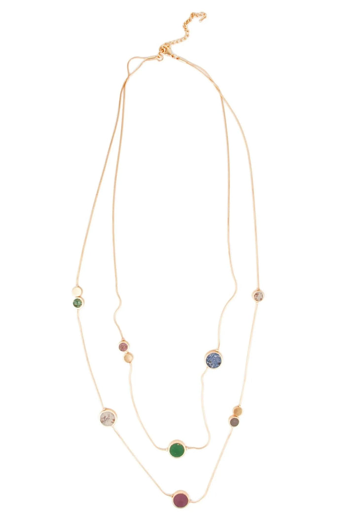 Good Fortune Natural Stone Layered Necklace Gold