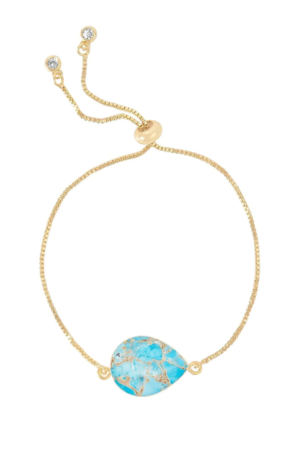 Mojave Pear Shape Gemstone Adjustable Bracelet Aqua