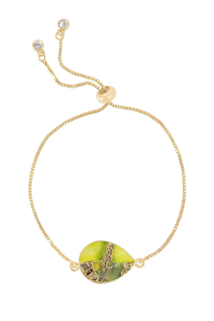 Mojave Pear Shape Gemstone Adjustable Bracelet Limegreen