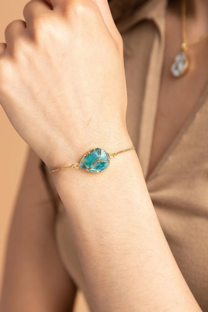 Mojave Pear Shape Gemstone Adjustable Bracelet Turquoise