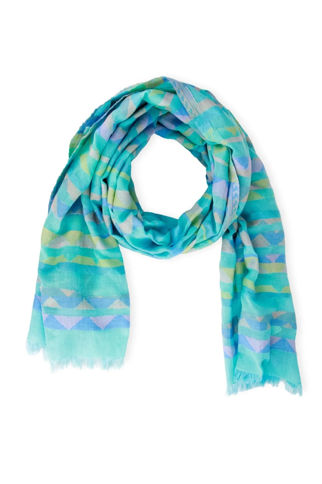 Chevron Striped Cotton Scarf Turquoise