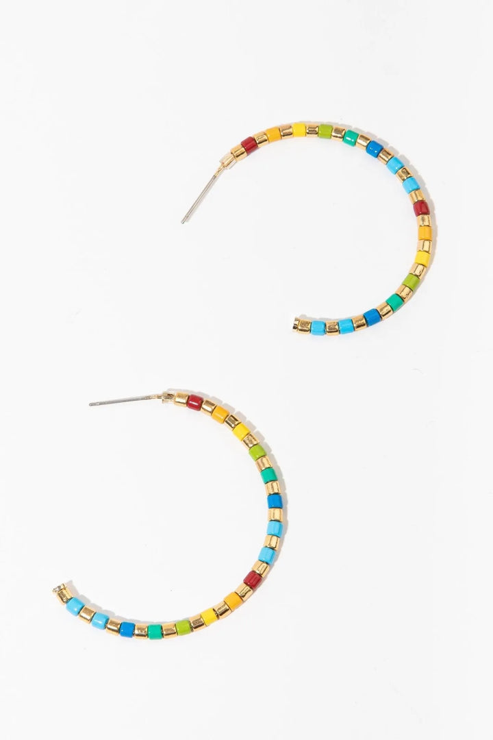 Golden Rainbow Hoop Earrings Light Multi