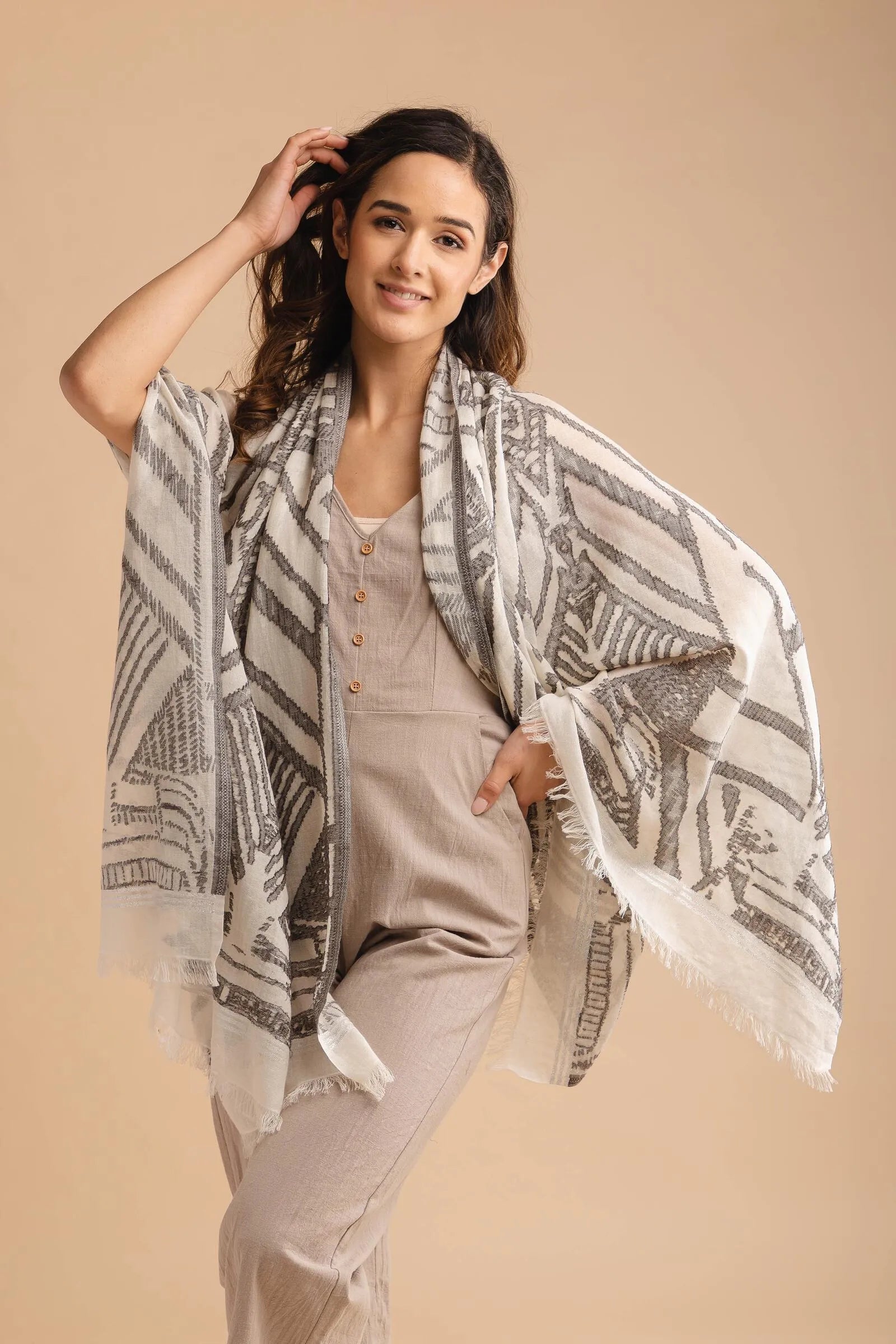 Saachi Eyelash Fringed Cashmere & Silk-Blend Scarf