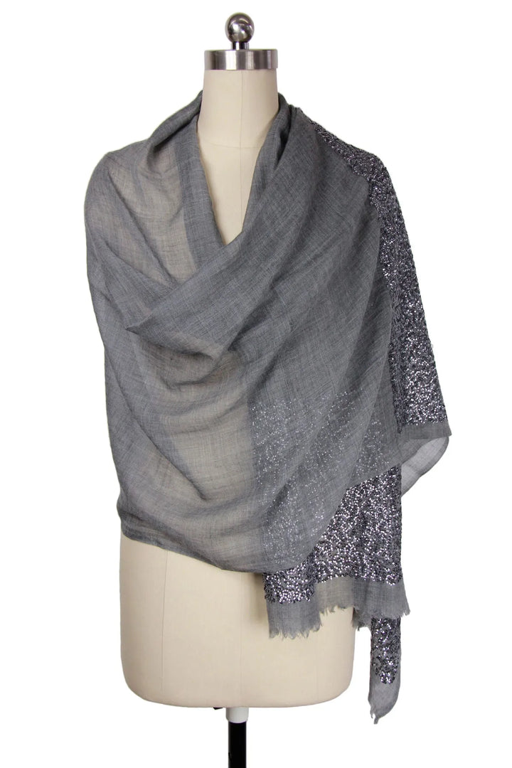 Sequined Sparkle Scarf Gray