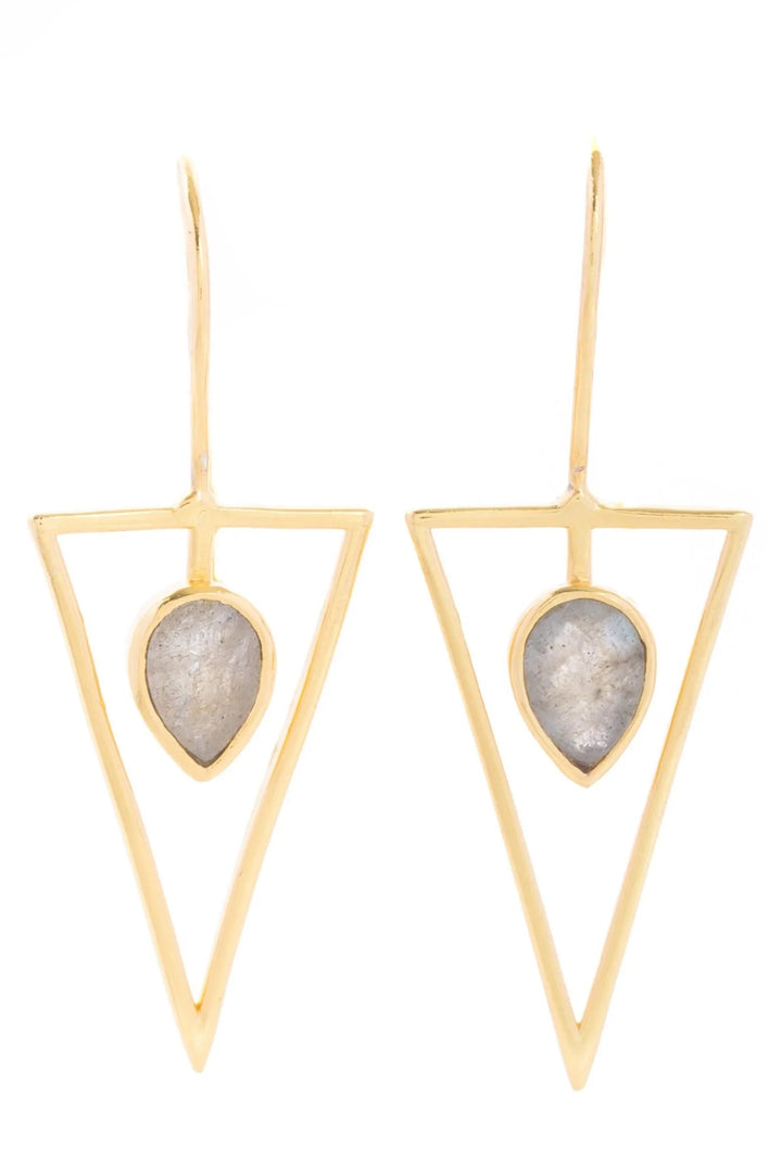 Minimalist Gemstone Drop Earring Light Gray