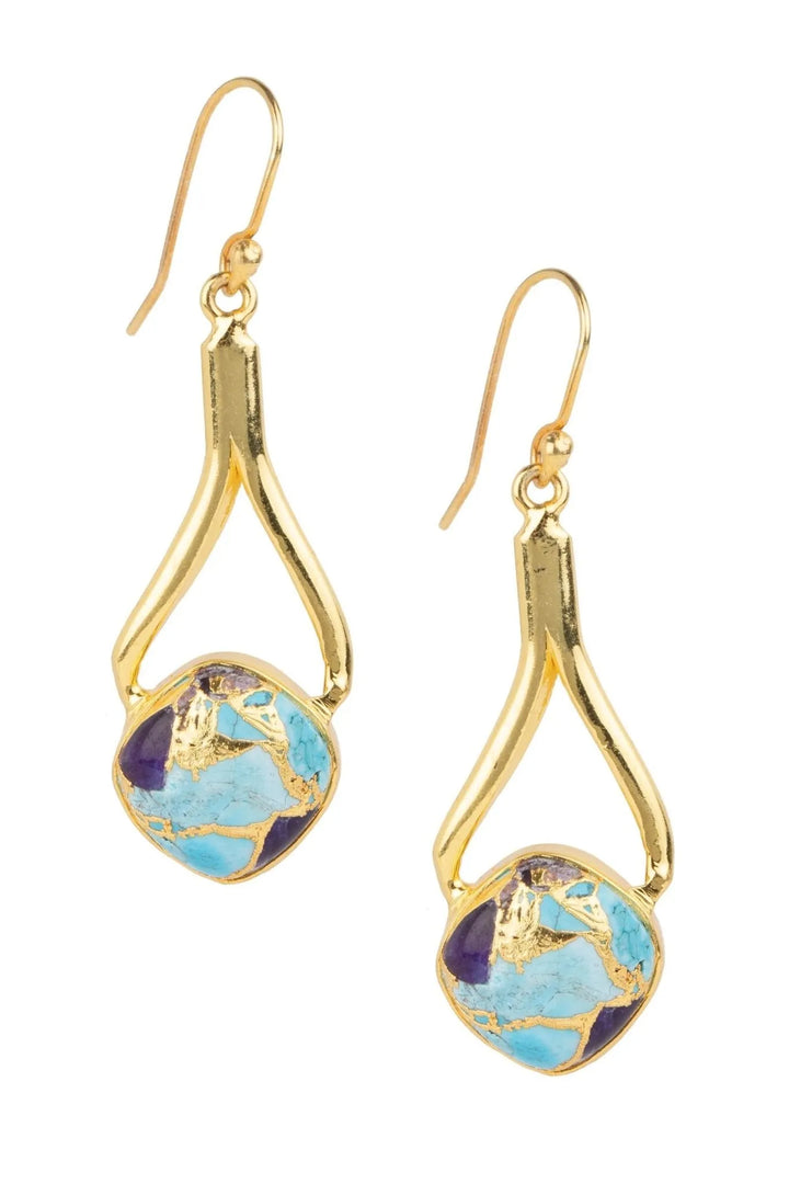 Turquoise Mojave Dangle Earrings Gold