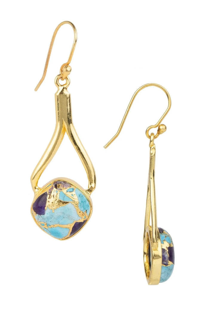 Turquoise Mojave Dangle Earrings Gold