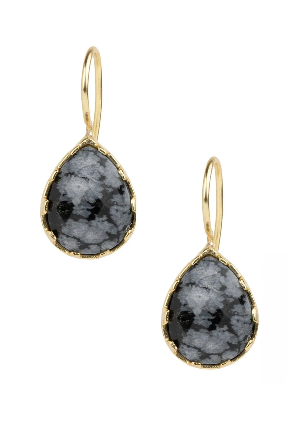 Twilight Single Agate Stone Pear Earrings Black