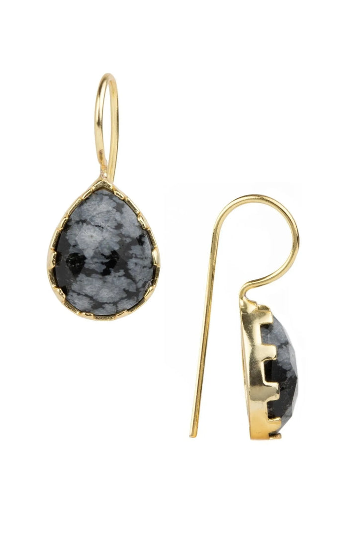 Twilight Single Agate Stone Pear Earrings Black