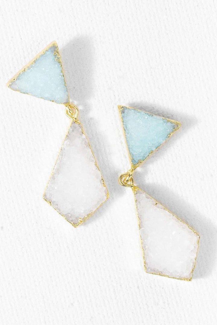 Carnival Multi Druzy Dangle Earrings White