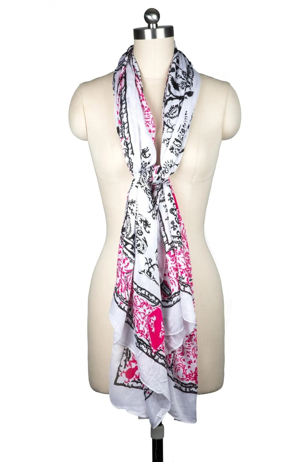 Heather Abstract Pattern Scarf White
