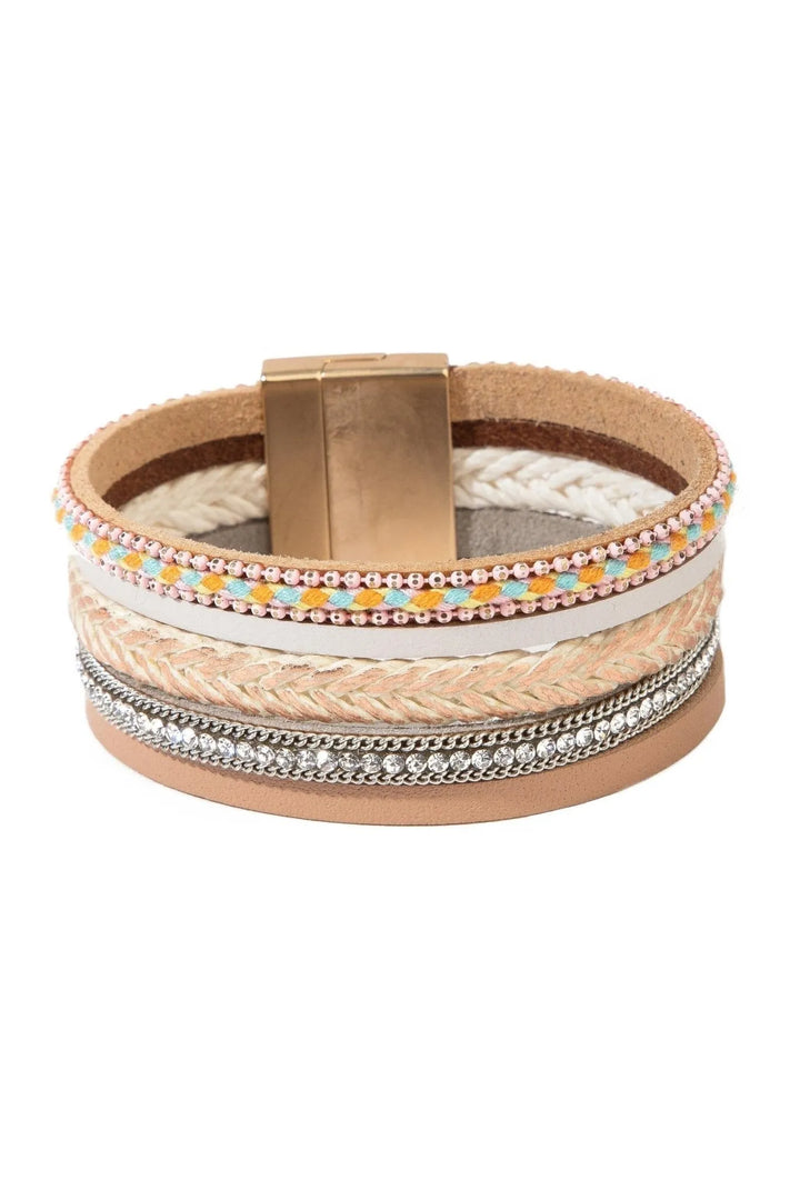 Rockaway Braided Leather Bracelet Bisque