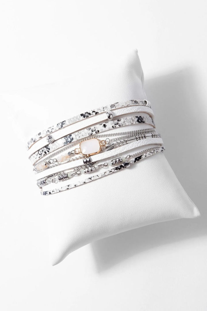 Serlina Multi-strand Leather Bracelet White