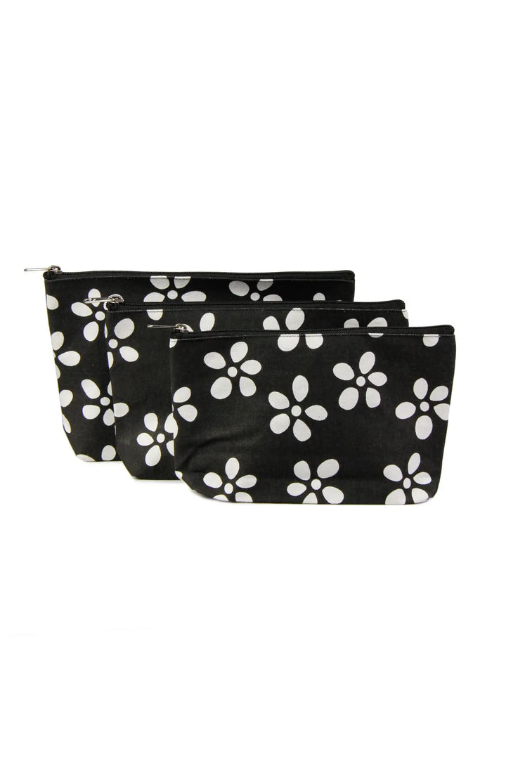 Daisies Cosmetic Bag Black