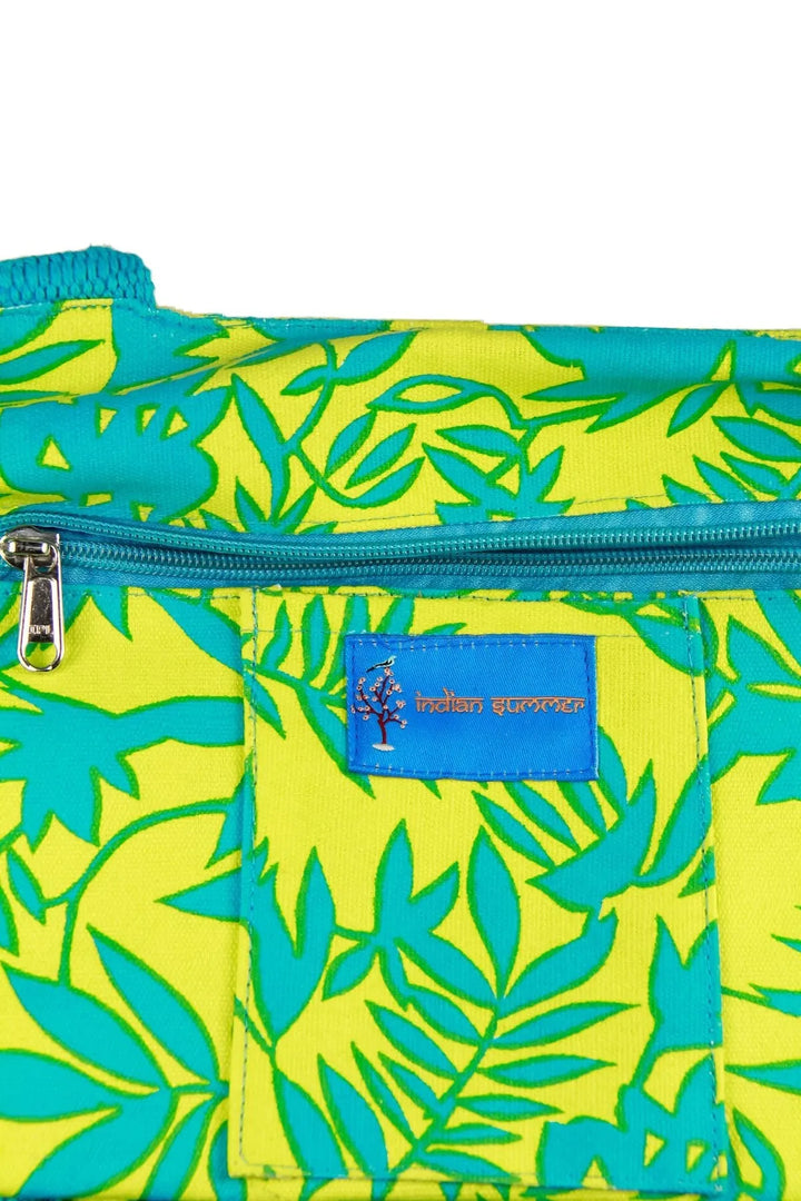 Yellow and Turquoise Coral Weekender Bag Dark Turquoise