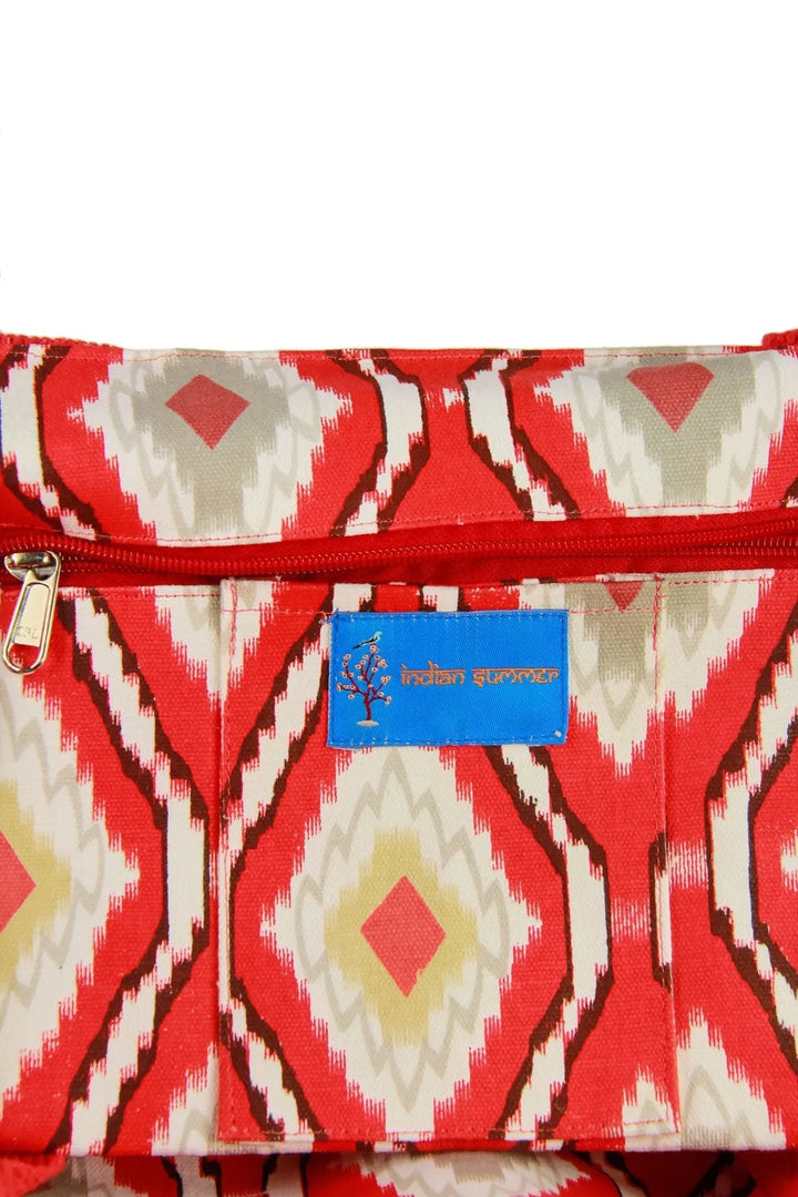 Oasis Red Ikat Weekender Bag - SAACHI