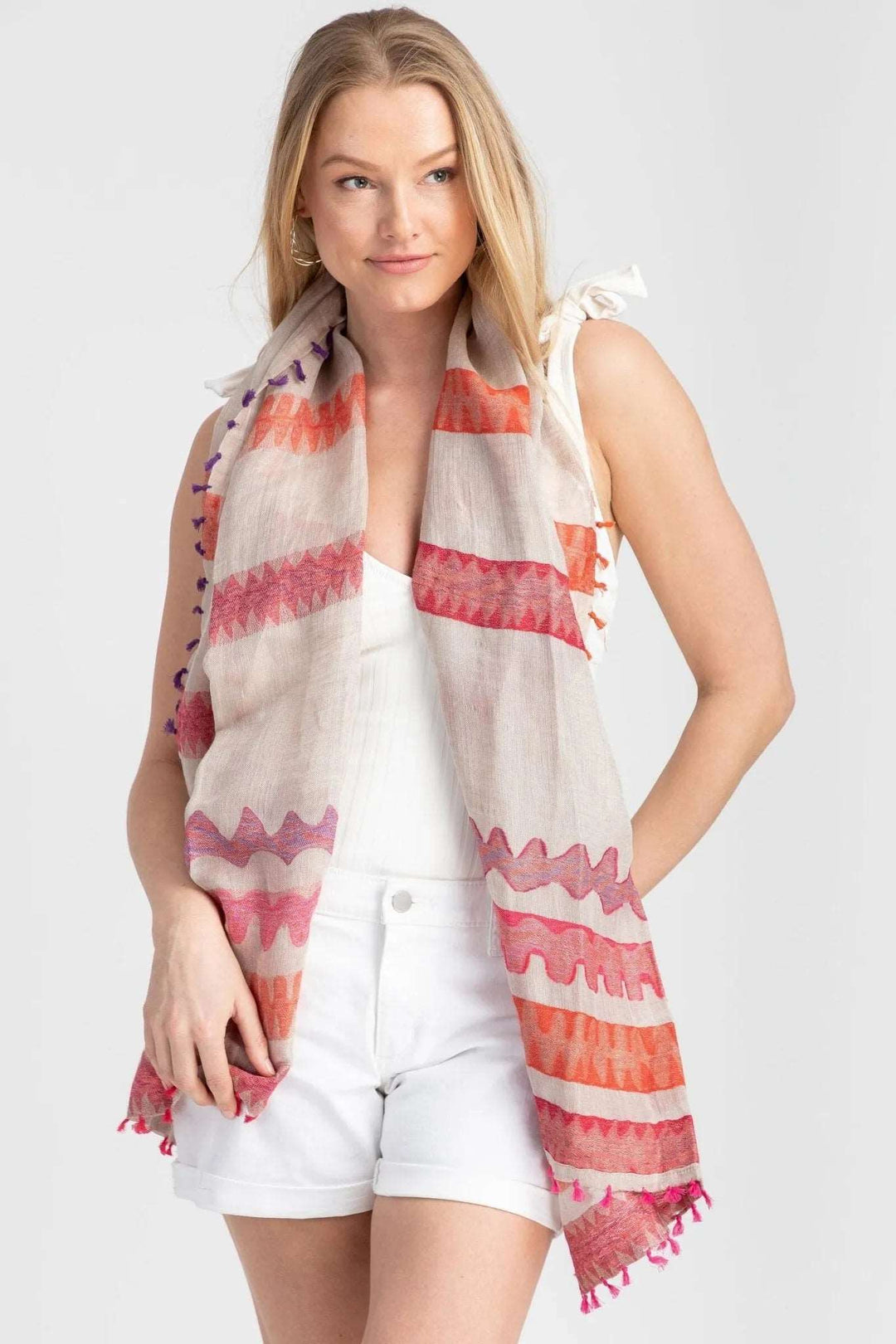 Ceara Multi Tassel Scarf - SAACHI - Lavender Blush - Scarves