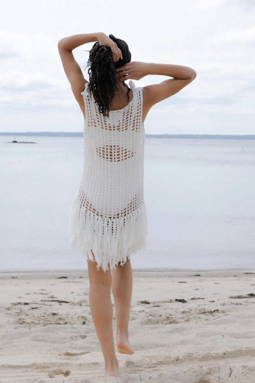 Fringe Crochet Tunic White