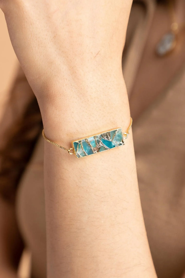 Mojave Rectangle Gemstone Bracelet Dark Cyan