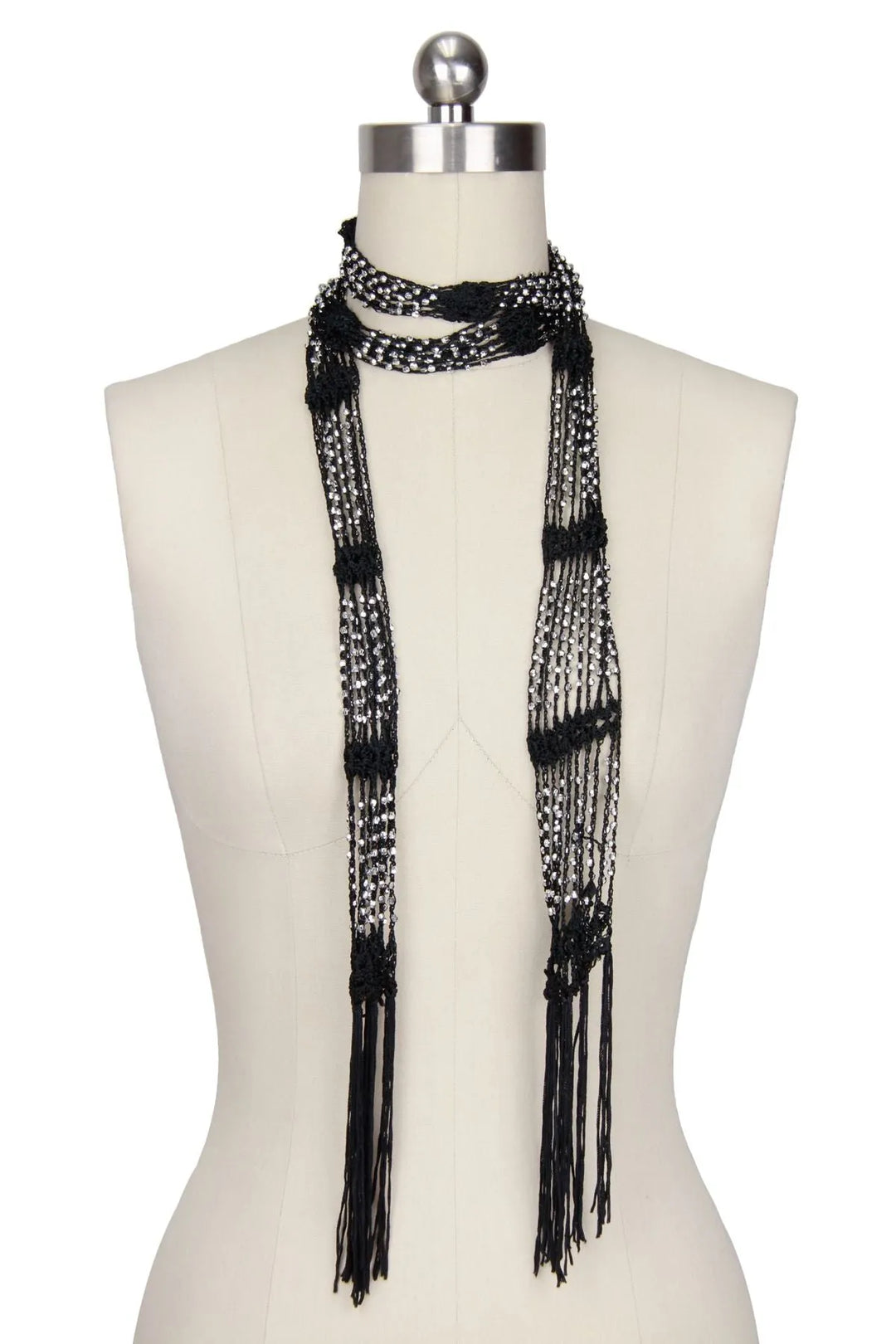 Hand Crochet Beaded Scarf Necklace SAACHI