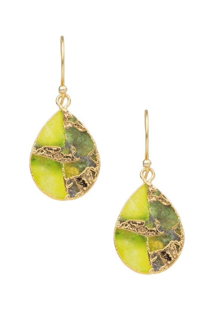 Mojave Pear Shape Gemstone Earrings Lawn Green