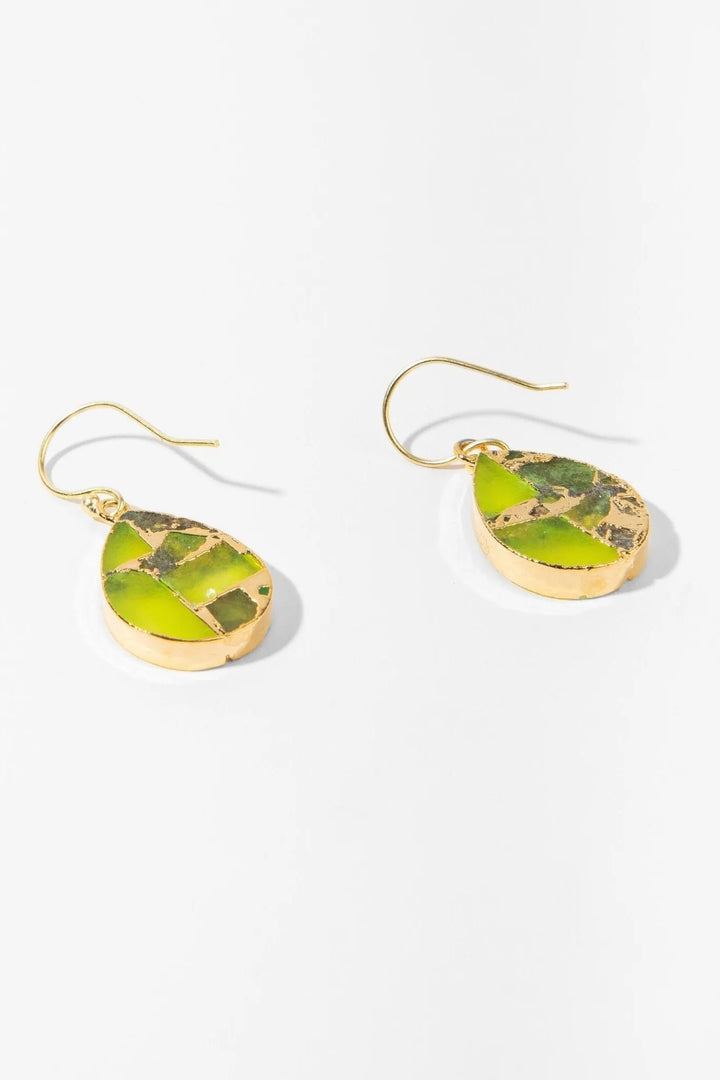 Mojave Pear Shape Gemstone Earrings Lawn Green