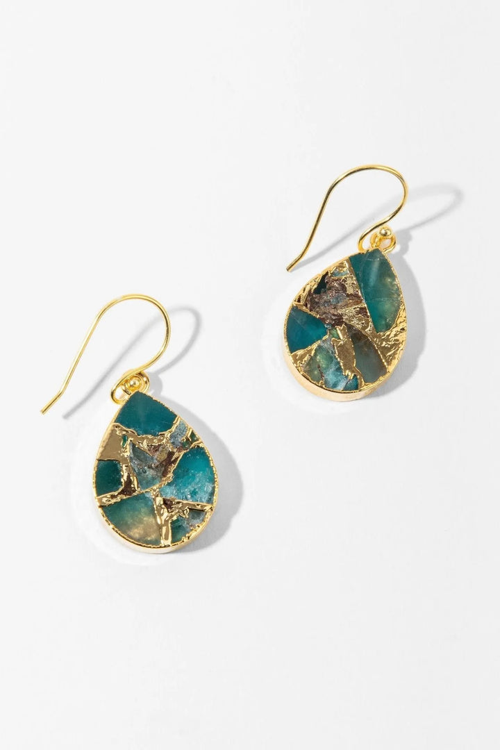 Mojave Pear Shape Gemstone Earrings Teal