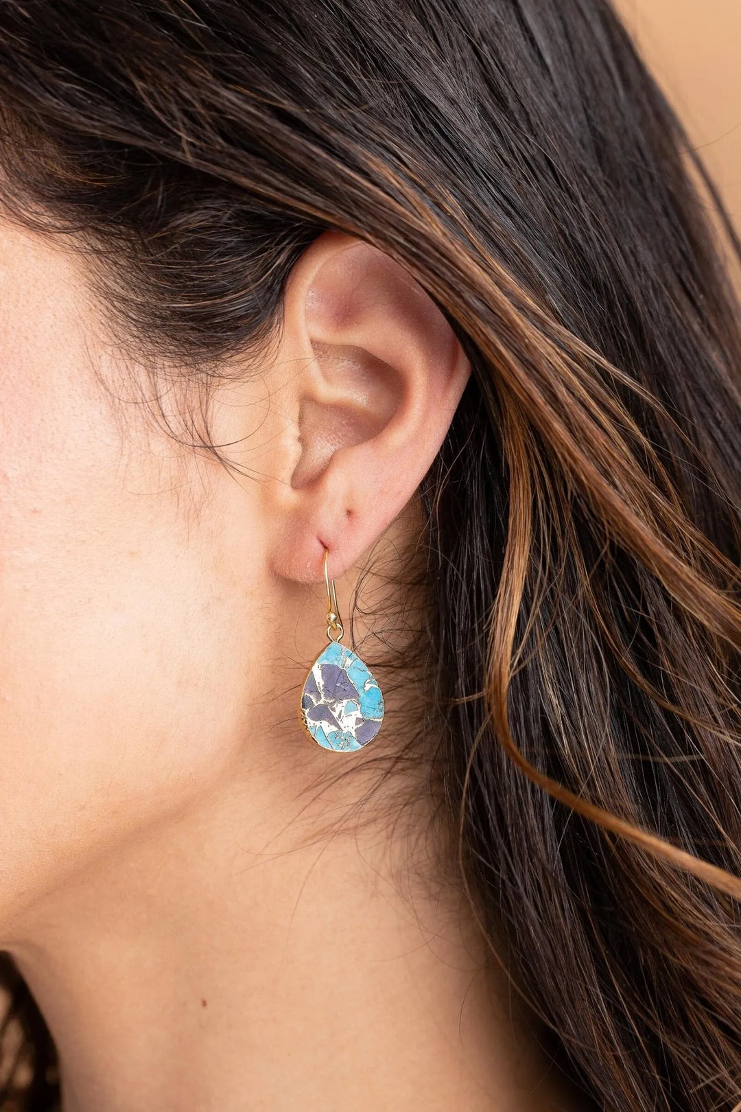 Mojave Pear Shape Gemstone Earrings Indigo